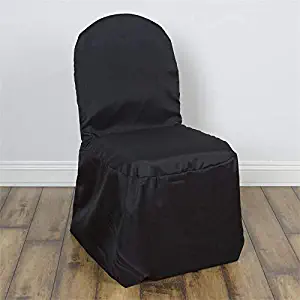 Efavormart 50pcs Round Top Black Polyester Banquet Chair Covers Linen Dinning Chair slipcover for Wedding Party Event Catering