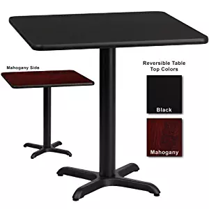 Flash Furniture 24 Inch Square Dining Table W/ Black Or Mahogany Reversible Laminate Top