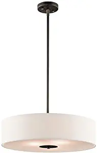 Kichler 42121OZ Semi Flush Drum Pendant Lighting, Bronze 3-Light (20" W x 12" H) 300 Watts