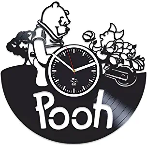 Kovides Winnie The Pooh, Tiger, Cartoon Disney, Vinyl Wall Clock, Best Gift for Kids, Girl, Boy Vinyl Record, Office Decoration Living Room Inspirational, Silent Mechanism, Wall Sticker, Modern Art
