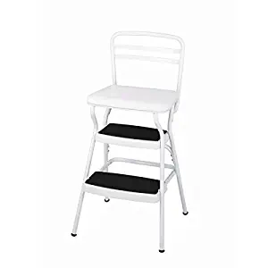 Cosco Retro Vintage White Counter Lift Up Chair / Step Stool