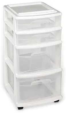 Essential Home 4 Drawer Medium Cart in White