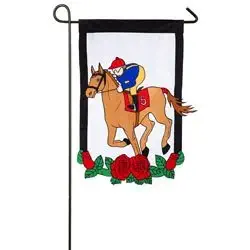 Evergreen Beautifully Vibrant Kentucky Derby Double-Sided Appliqué Garden Flag - 12.5”W x 18" H