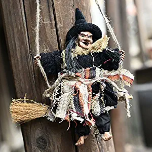 Vintage Wooden Halloween Hanging Props Welcome Sign Animated Witch Wall Door Hanger Halloween Decorations Haunted House Prop Decor Yard Outdoor Indoor Bar Club KTV Ornament Decoration Toys Gift