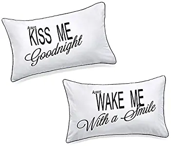 DasyFly His Hers Pillowcases for Couples,Always Kiss Me Goodnight..Unique Anniversary Engagement Wedding Valentines Day Naughty Christmas Gifts For The Couple, Cute Birthday Gifts for Girlfriend