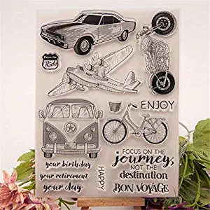 Welcome to Joyful Home 1pc Car Plane Motor Journey Rubber Clear Stamp for Card Making Decoration and Scrapbooking