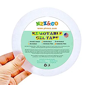 NEX&CO Double Sided Gel Grip Carpet Tape, Wood Safe Removable Reusable Nano Tape, Strong Adhesive Easy Peel and Stick Used for Area Rugs Hallway Runner Kitchen Rug Clear 3M/ 10ft