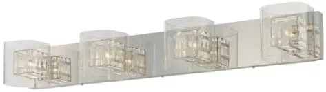 George Kovacs P5804-077, Jewel Box Glass Wall Vanity Lighting, 4 Light Halogen, Chrome