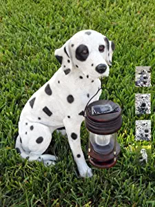 Outdoor Dalmatian Dog with Lantern Solar Light