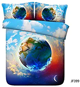 Royal Linen Source 3pcs Brand Popular Galaxy Theme New 3D HD Digital Print Bedding Set Twin Full Queen King Duvet Cover (JF399, Queen)