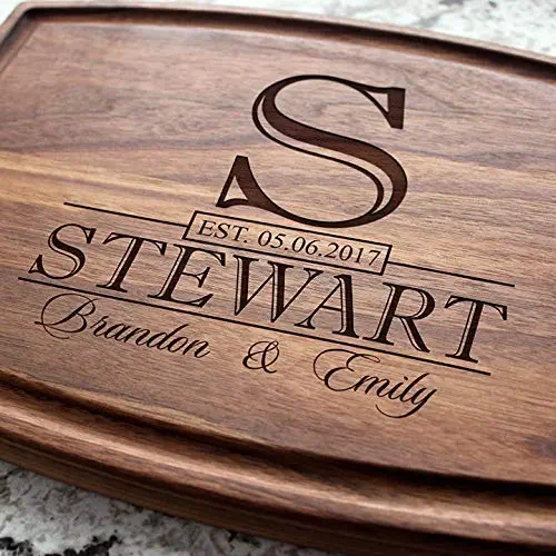 Classic Monogram Wedding Personalized Cutting Board - Engraved Custom Arched Cutting Board, Wedding, Housewarming, Anniversary, Engagement, Closing Gift W-015 GB