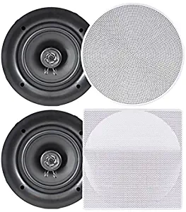 Pyle Ceiling Speakers - Stereo Home Theater Speakers - in Wall Speakers Flush Mount - 8-Inch White 250 Watt, 2-Way, (Pair) (PDIC86)