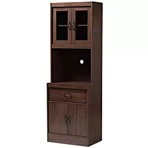 Baxton Studio Laurana Dark Walnut Finished Kitchen Cabinet and Hutch