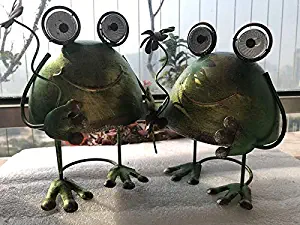 Hi9 SolarGarden Lights Outdoor Animal Lawn Garden Metal Frog Cute Yard Decoration (2 Frog)