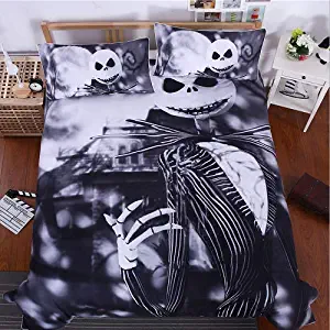 StarFashion 3D Nightmare Before Christmas Duvet Cover Sets, Jack Decor, 100% Microfiber Galaxy Bedding Set with Pillow Shams 3PCS Bedding,No Comforter (Christmas, 3pcs) (King)