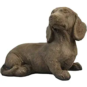Athens Small Sausage Dog Statue, Weathered Stone