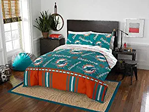 Miami Dolphins NFL Full Comforter & Sheets, 5 Piece NFL Bedding, New