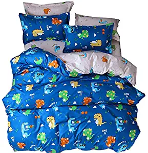 Cliab Dinosaur Bedding Full Size Sets Bed Sheets Reversible Blue Baby Boys Girls 7 Pieces