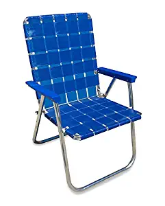 Lawn Chair USA Aluminum Webbed Chair (Deluxe, Blue Wave with Blue Arms)