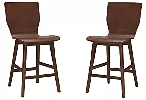 Baxton Studio Set of 2 Elsa Mid-Century Modern Scandinavian Style Bent Wood Dining Side Chairs Dark Walnut