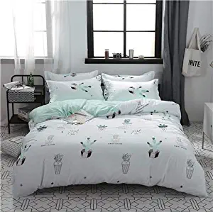 Autumn Bedding Set Super King Size Duvet Cover Purple Bedding 3/4pcs Bed Set Flower Bed Linen Flat Sheet Adult Bed Set Home Bed,Shinning Green,3pcs for Twin