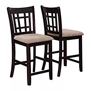 Lavon Lattice Back Counter Stools Tan and Espresso (Set of 2)