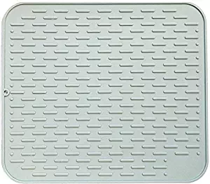Dish Drying Large Silicone Mat for Dry Kitchen and Counter Heat Resistant Drying Mat Modern Farmhouse Blue Color