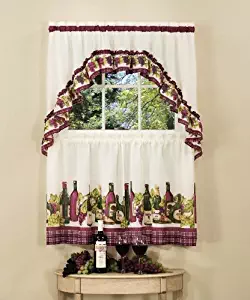 Achim Home Furnishings Chardonnay Tier and Swag Set 57" x 36" Burgundy