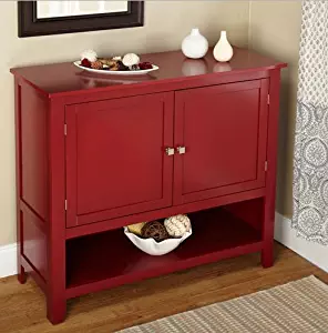 Buffet Deep Red Montego Sideboard for Your Dining Area or Kitchen Two Doors with Open Shelf Below