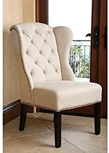 ABBYSON LIVING Sierra Tufted Cream Linen Wingback Dining Chair (40.5" high x 27" wide x 29" deep)