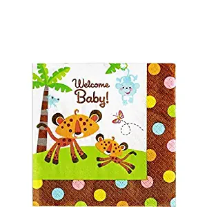 amscan Safari Welcome Baby Beverage Napkins 16ct | Baby Shower