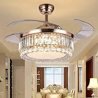 42" Modern Crystal Ceiling Fan with Light for Bedroom Living Room Dining Room, Ceiling Fan Lamp with Remote Control