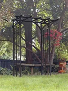 Panacea 89088 Steel Flat Top Arbor with Finials, Black