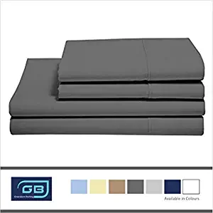 Sheet Set Queen Size 100 % Cotton Sheets 4 Piece Sheet Set 500 Thread Count Cotton Sheets BedSheet and Pillowcase Long Staple Cotton Sheet Breathable Cotton Sheets Dark Grey Solid Sheet Set