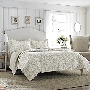 Laura Ashley Amberley Reversible Quilt Set, Full/Queen, Bisquit