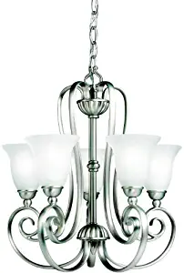 Kichler 1825NI Mini Chandelier Lighting, Brushed Nickel 5-Light (17" W x 18" H) 300 Watts