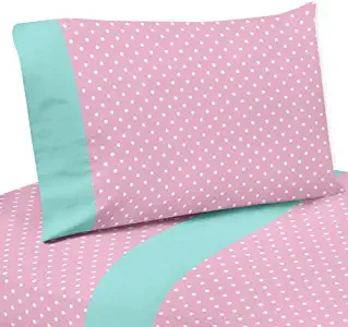 Sweet Jojo Designs 4-Piece Pink Polka Dot and Turquoise Queen Sheet Set for Skylar Bedding Collection