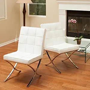 Christopher Knight Home Milania White Leather Armless Accent Dining Room Chairs (Set of 2)