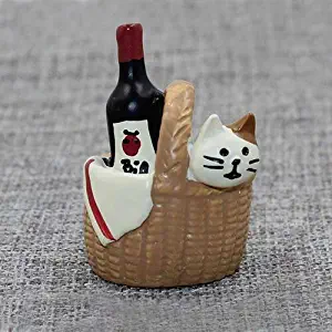 HOT- Decole Cat - Cute Cat Basket Tea Beer Miniature Figurine Japan Zakka Resin Toy Wedding Decoration Fairy Garden Statue Home Garden Decole - by GTIN - 1 Pcs - Waving Cat Statue