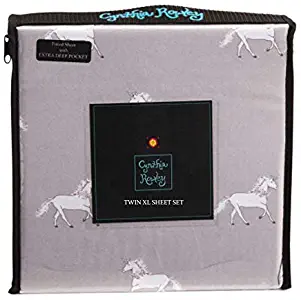 Cynthia Rowley Sheet Set Microfiber Sketched Unicorn (Grey, Twin XL)