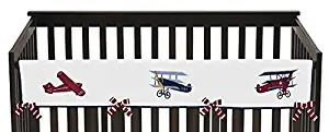 Sweet Jojo Designs Vintage Aviator Long Front Rail Guard Baby Boy Teething Cover Protector Crib Wrap