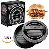 Burger Press with Recipe eBook, Different Size Patty Molds and Non Sticking Coating, Unique 3 in 1 Stuffed Hamburger Maker, With 30 FREE Patty Papers, Discover New Tastes with Burger Art