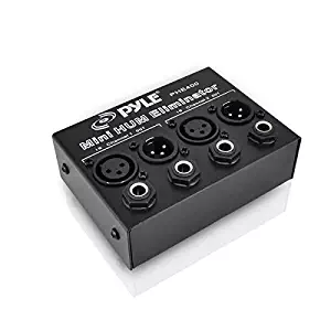 Compact Mini Hum Eliminator Box - 2 Channel Passive Ground Loop Isolator, Noise Filter, AC Buzz Destroyer, Hum Killer w/ 1/4" TRS Phone, XLR Input/Output, Uses 1:1 Isolation Transformer - Pyle PHE400