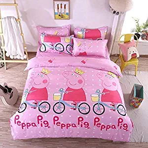 LuDan 3pcs Kids Children Beddingset Duvet Cover Set Duvet Cover No Comforter Pillowcases Twin Full Queen Pink Pig(Pig, Queen，78”x90“)