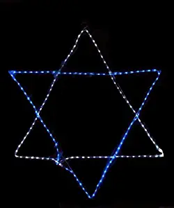 Vickerman 36" Blue and White LED Rope Light Star of David Hanging Hanukkah Decoration