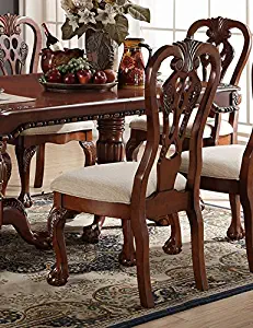 Poundex Marilena 2 Cherry/Cream Wood Dining Side Chairs, Multi