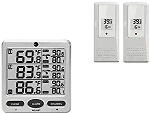Ambient Weather WS-21 Wireless 8-Channel Thermometer with Two Remote Sensors
