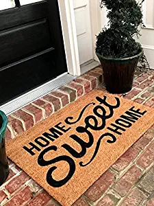 Tar Heel MarketPlace Mats Natural Coir Non Slip Home Sweet Home Floor Entrance Door Mat Indoor/Outdoor (24, 36)