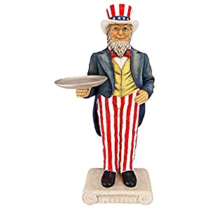 Design Toscano EU9341 Uncle Sam Yankee Doodle Dandy Butler Pedestal Sculptural Table, Full Color