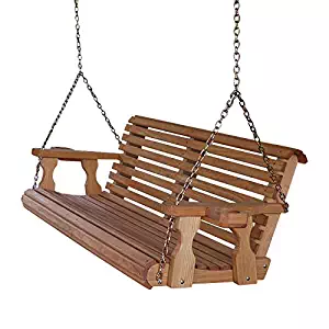 Amish Heavy Duty 800 Lb Roll Back 5ft. Treated Porch Swing With Cupholders - Cedar Stain